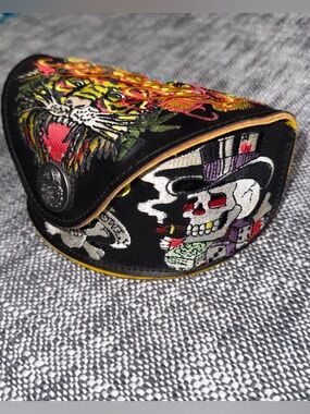 Ed Hardy Sunglass Case RARE Y2K all embroidered skull Tiger floral Eagle geisha